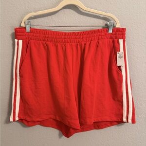 Red Athletic Lounge Shorts with White Side Stripes – XL (NWT)